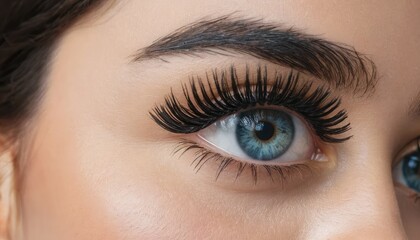 Obraz premium Close up of a blue eye with long eyelashes and eyebrow