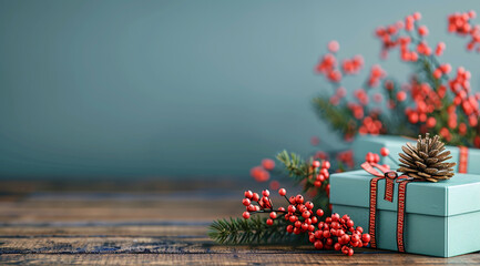 christmas decoration on wooden background
