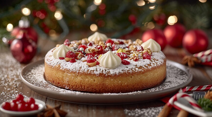 christmas cake with berries