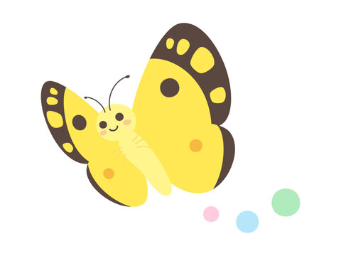 かわいいモンキチョウが飛んでいるイラスト
