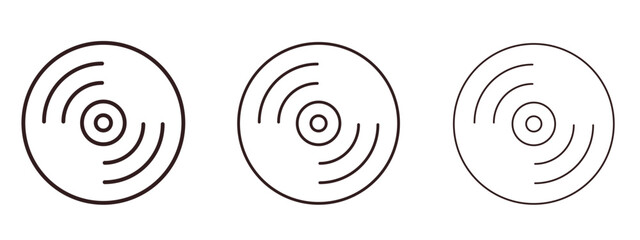 Vinyl icons in thin line symbols with editable strokes