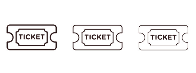 Ticket icons in thin line symbols with editable strokes