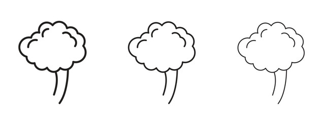 Smoke icons in thin line symbols with editable strokes