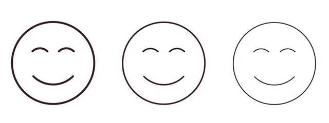 Smile icons in thin line symbols with editable strokes
