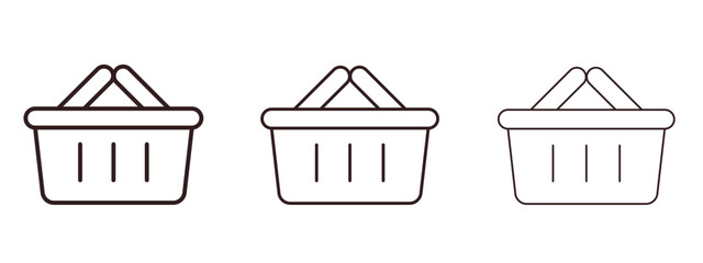 Shopping basket icons in thin line symbols with editable strokes