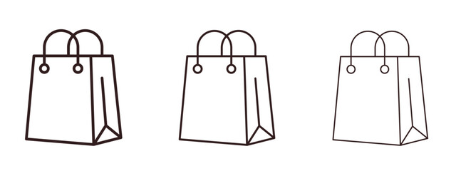 Shopping bag icons in thin line symbols with editable strokes