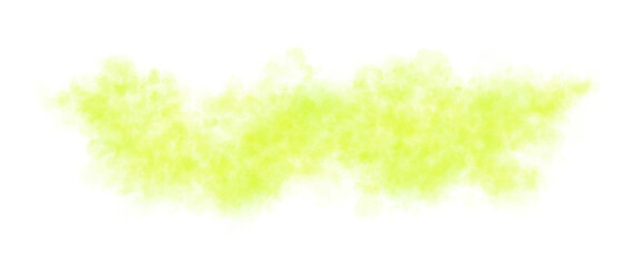 Lime green smoke cloud on transparent background, realistic chartreuse fog or dust texture in horizontal shape for visual compositions © Nanotrillion