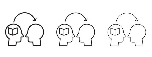 Share thoughts icons in thin line symbols with editable strokes