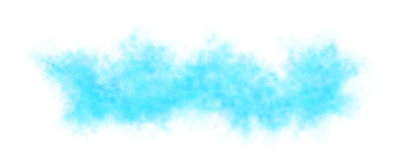 Light blue smoke cloud on transparent background, realistic fog or dust texture in horizontal motion, perfect for visual overlays and scenes