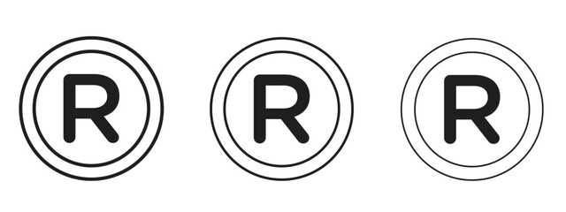 Registered icons in thin line symbols with editable strokes