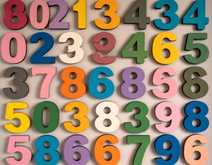 Colorful numbers on a wall