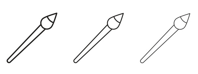Paint brush icons in thin line symbols with editable strokes
