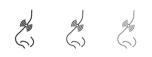 Nose pain icons in thin line symbols with editable strokes