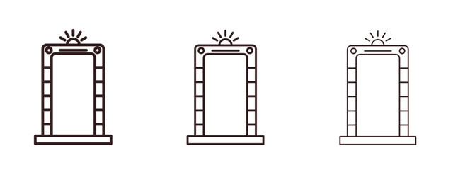 Metal detector icons in thin line symbols with editable strokes