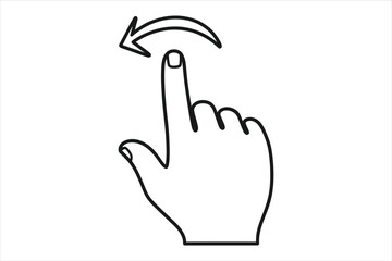 Vector art of hand gesture swipe left finger touching screen, using smartphone, tablet, or other touch screen device human hand with arrow indicating direction