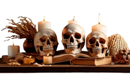 Four Skulls with Thematic Props.