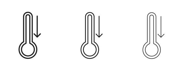 Low Temperature icons in thin line symbols with editable strokes