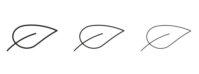 Leaf icons in thin line symbols with editable strokes