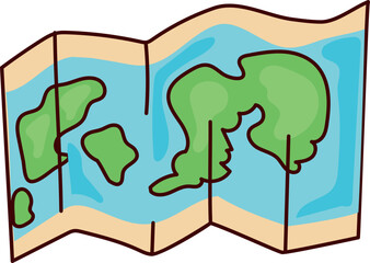Folded Travel Map icon for vacation, exploration, and adventure journey