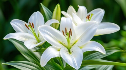 Obraz premium White lilies elegant floral close up photography