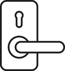 Door lock and handle icon simple outline representation of security and access mechanism