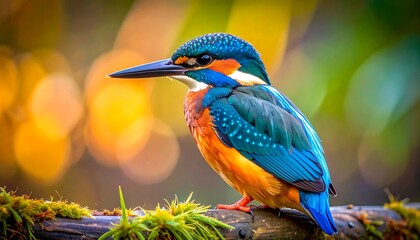 Fototapeta premium Colorful Kingfisher perched on a branch
