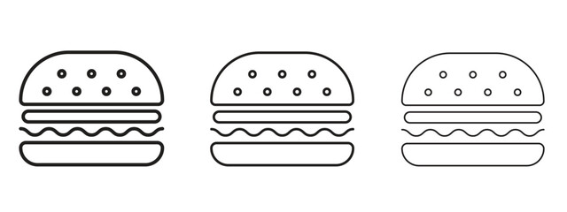 Hamburger icons in thin line symbols with editable strokes