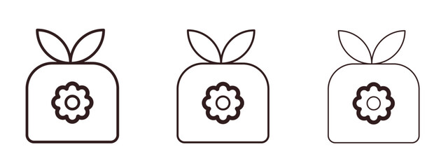 Furoshiki icons in thin line symbols with editable strokes