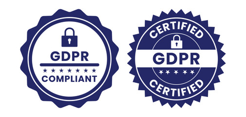 GDPR ( General Data Protection Regulation) badges, vector and logos features a padlock and EU stars. Suitable for websites, mobile apps, and corporate documents, privacy policy pages, consent forms