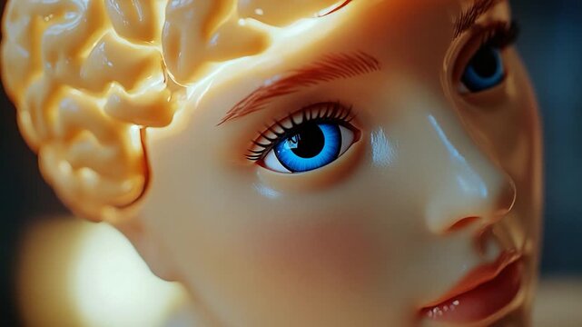 A detailed view of a mannequin's face, suitable for fashion or art projects