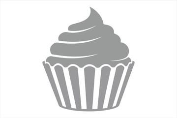 Vector art of a gray cupcake with frosting on top, it is a sweet dessert and a delicious treat for any occasion