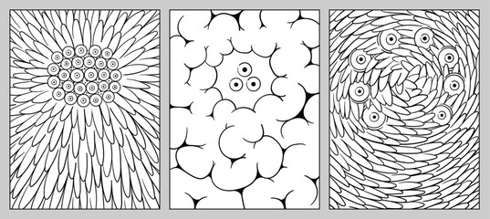 Halloween horror coloring page. Monster face. Creepy mutant creature