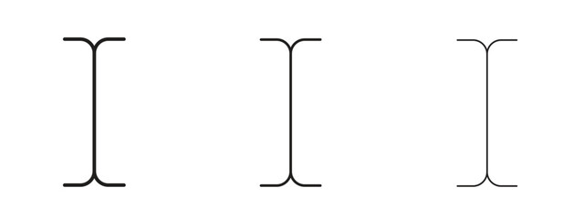 Cursor text icons in thin line symbols with editable strokes