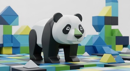 Toy Panda with Blocks.