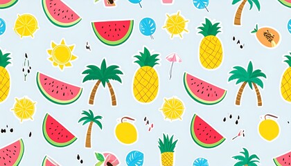 Colorful tropical fruit pattern