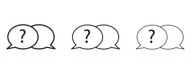 Comment question icons in thin line symbols with editable strokes