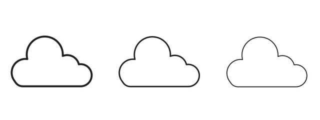 Clouds icons in thin line symbols with editable strokes