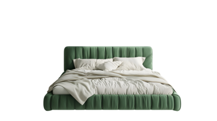 Green Upholstered Bed Modern Interior Comfortable Bedroom Design Element