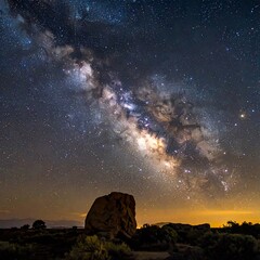 Night sky over a desert landscape