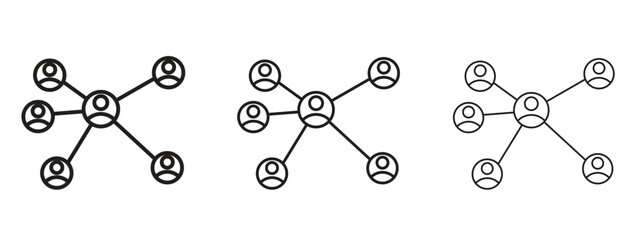 Chart network icons in thin line symbols with editable strokes