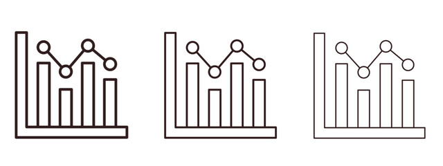 Chart histogram icons in thin line symbols with editable strokes