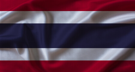 Close up of flag of Thailand with cloth texture. Thailand flag with fabric texture waving