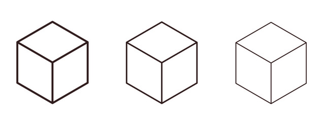 Box icons in thin line symbols with editable strokes