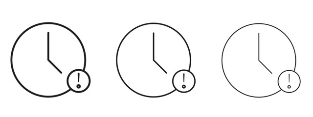 Alarm exclamation icons in thin line symbols with editable strokes