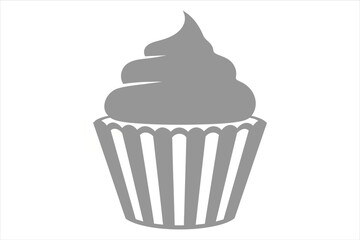 Vector art of simple gray cupcake, perfect for minimalist designs, sweet treat illustrations, or bakerythemed graphics with a clean and modern aesthetic