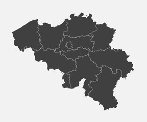 Vector map country Belgium divided on regions