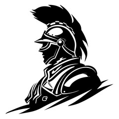 Minimal Flat Black Logo Illustration of Hussar Soldier Warrior Cavalry Rider Knight Fighter Silhouette for Historic Army and Vintage Battle Vector Themes