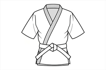 Vector art of white karate gi, showcasing the traditional uniform for martial arts, symbolizing discipline, respect, and the art of selfdefense © Saharia