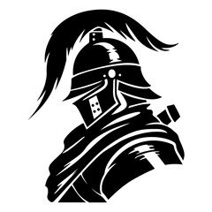 Minimalistic Flat Black Logo Design Featuring Hussar Soldier Knight Cavalry Rider Fighter Warrior Silhouette for Medieval Military Vector Graphics