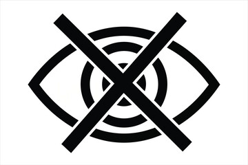 Vector art of a no vision sign, indicating a prohibition or restriction related to sight, blindness, or visual impairment, vector illustration